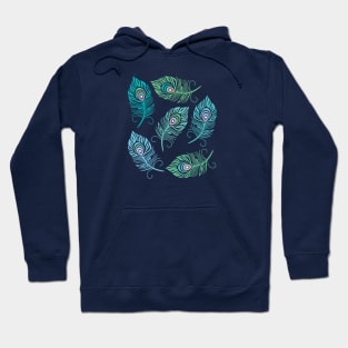 Peacock Feathers Love Hearts Boho Hoodie